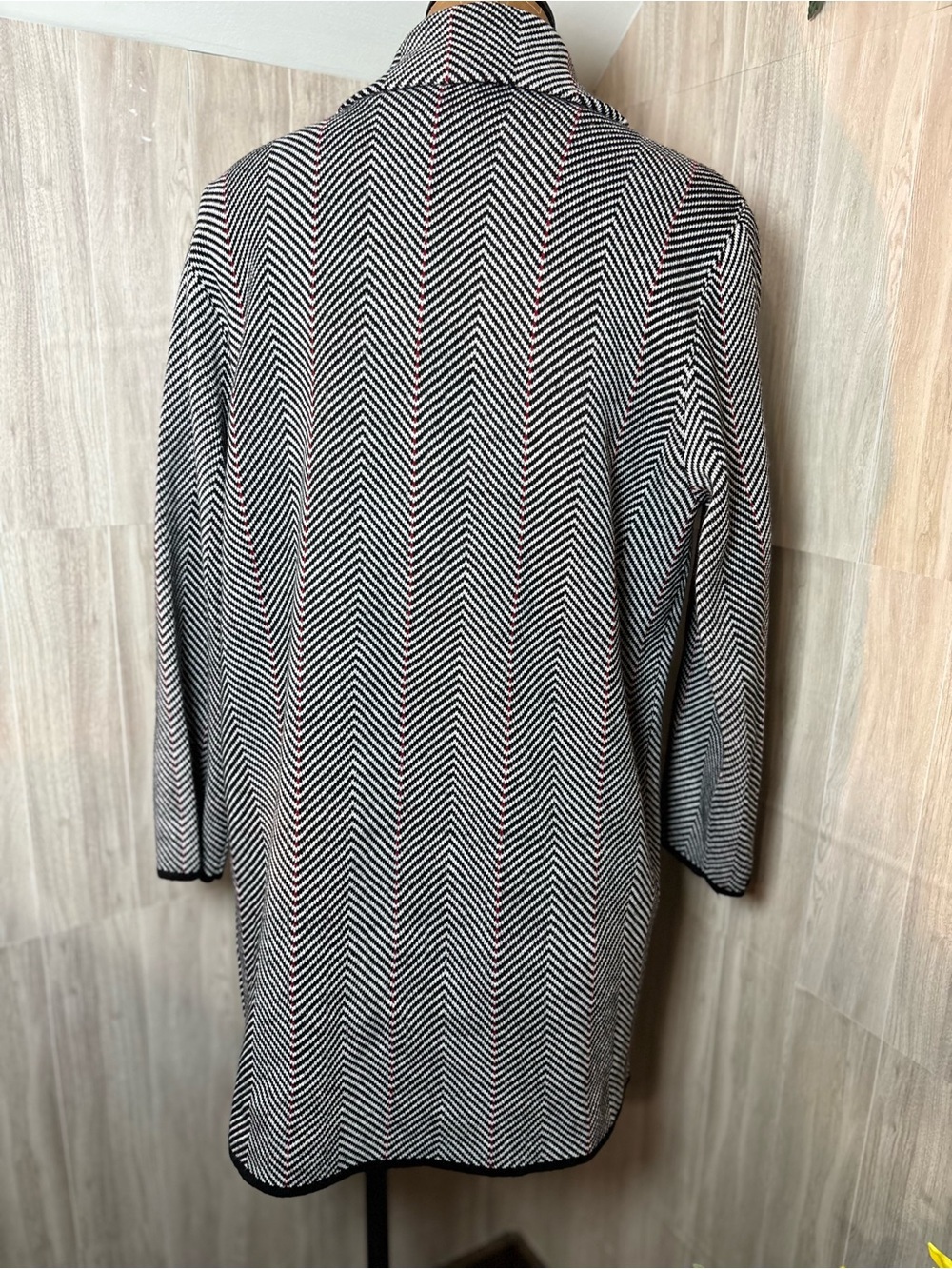 Anne Klein Herringbone Double-Breasted Knit Coat - Picture 5 of 12